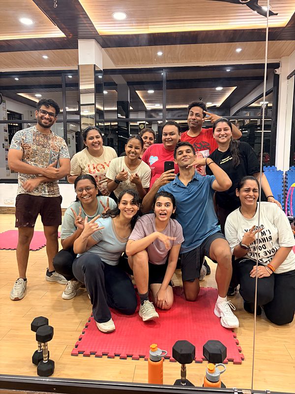 Toning class group in the studio